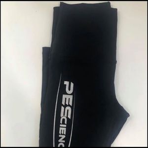 PEScience High Waisted Black Logo Leggings Size M